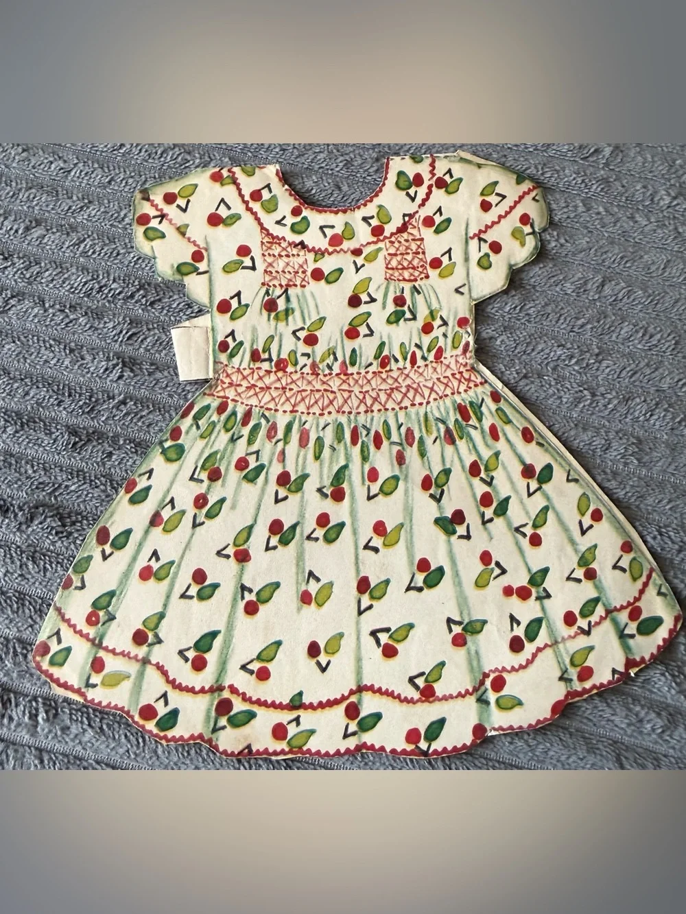Vintage Paper Doll with Red Plaid Dress and Interchangeable Outfits and Hair